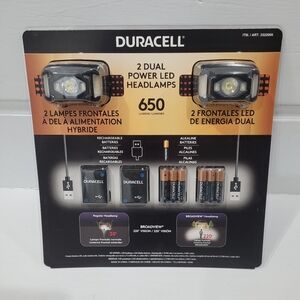 Duracell Dual Power 650 Lumens LED Headlamp Rechargeable & Alkaline  Batteries.